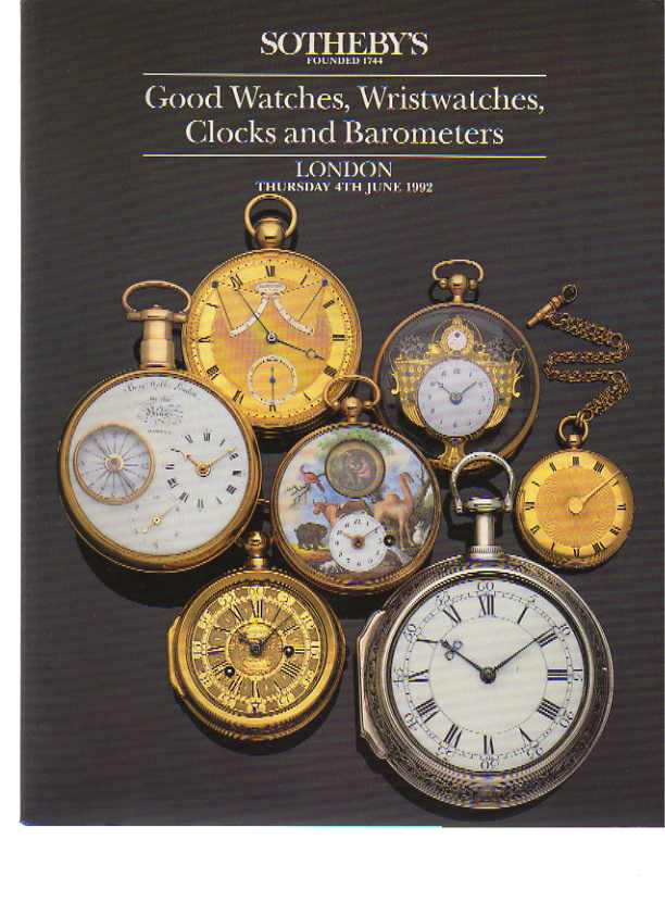 Sothebys 1992 Good Watches, Wristwatches, Clocks, Barometers