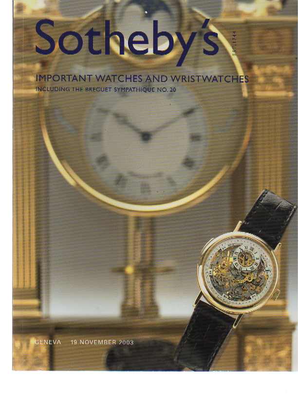 Sothebys 2003 Important Watches & Wristwatches
