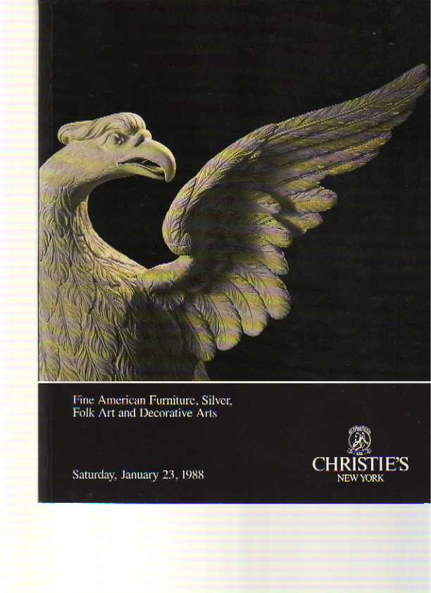 Christies 1988 American Furniture, Silver & Folk Art - Click Image to Close