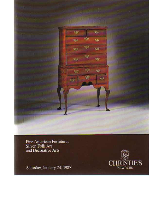 Christies 1987 Fine American Furniture, Silver, Folk Art - Click Image to Close