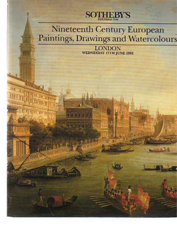 Sothebys 1992 19th C European Paintings, Drawings, Watercolors