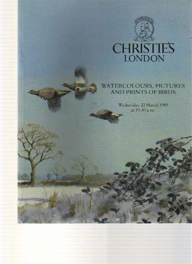 Christies 1989 Watercolours, Pictures & Prints of Birds - Click Image to Close