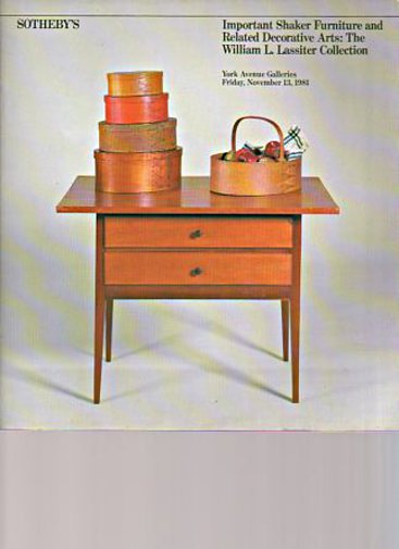 Sothebys 1981 Important Shaker Furniture The Lassiter Collection