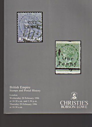 Christies February 1996 British Empire Stamps & Postal History - Click Image to Close