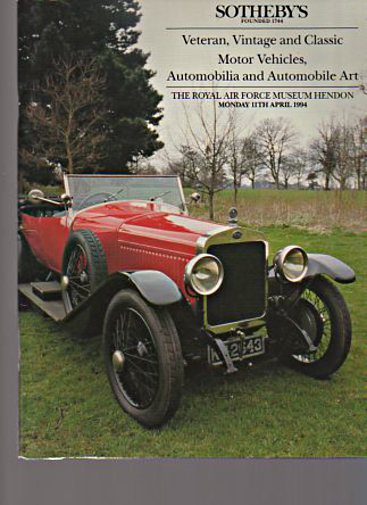 Sothebys 1994 Veteran, Vintage & Classic Motor Vehicles