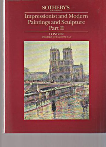 Sothebys July 1987 Impressionist, Modern Paintings, Sculpture Part II