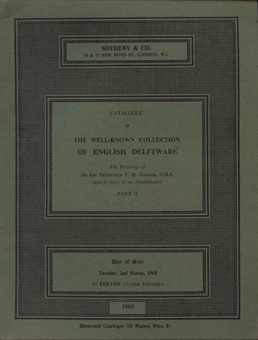 Sothebys March 1965 Garner Collection of English Delftware Part II