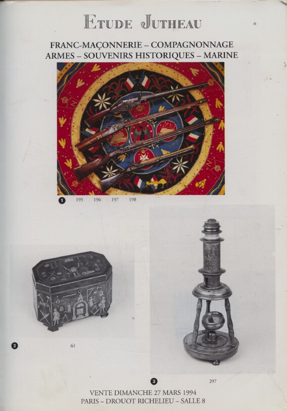 Jutheau March 1994 Arms, Historic Souvenirs, Marine, Freemasonry