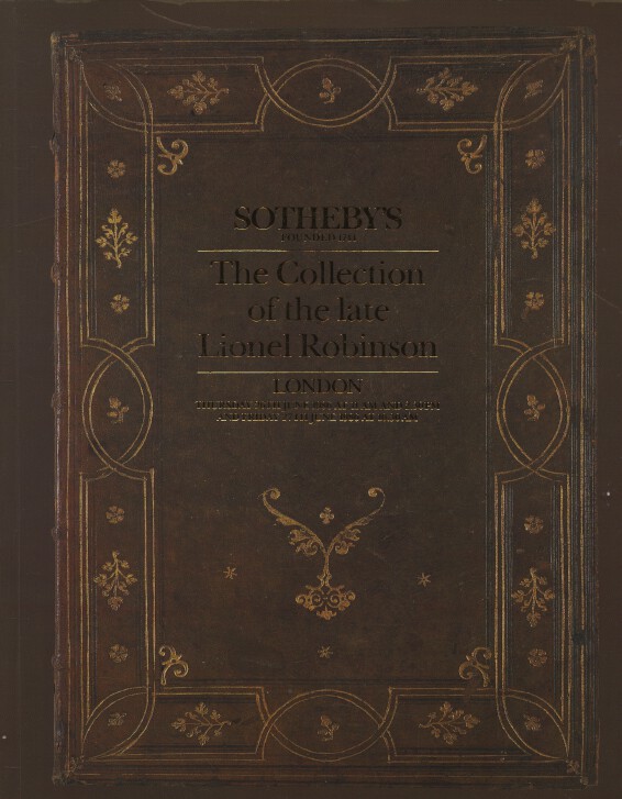 Sothebys June 1986 The Collection of Lionel Robinson Printed Books & Manuscripts