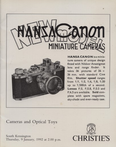 Christies January 1992 Cameras and Optical Toys