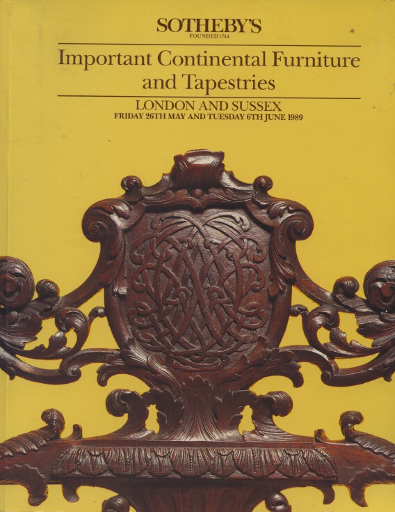 Sothebys May & June 1989 Important Continental Furniture and Tapestries