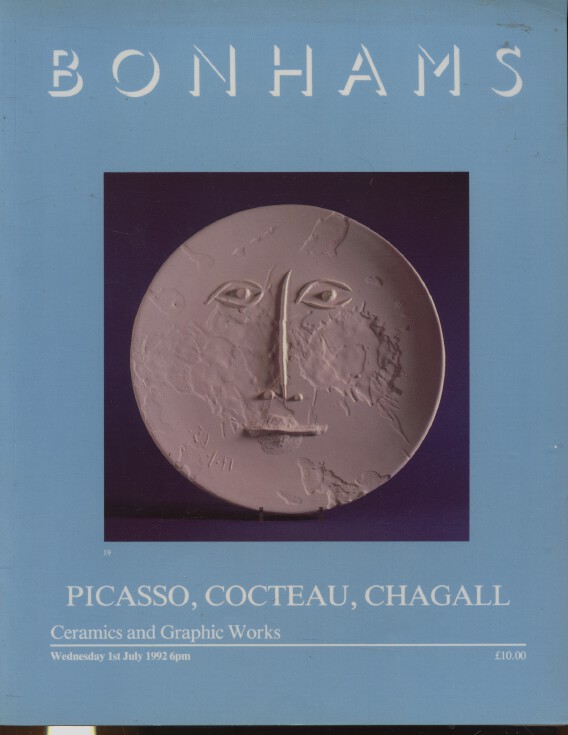Bonhams July 1992 Picasso, Cocteau, Chagall - Ceramics & Graphic Works