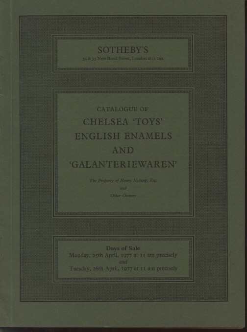 Sothebys April 1977 Chelsea 'Toys', English Enamels and 'Galanteriewaren'