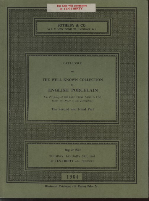 Sothebys 1964 Frank Arnold Collection of English Porcelain pt II