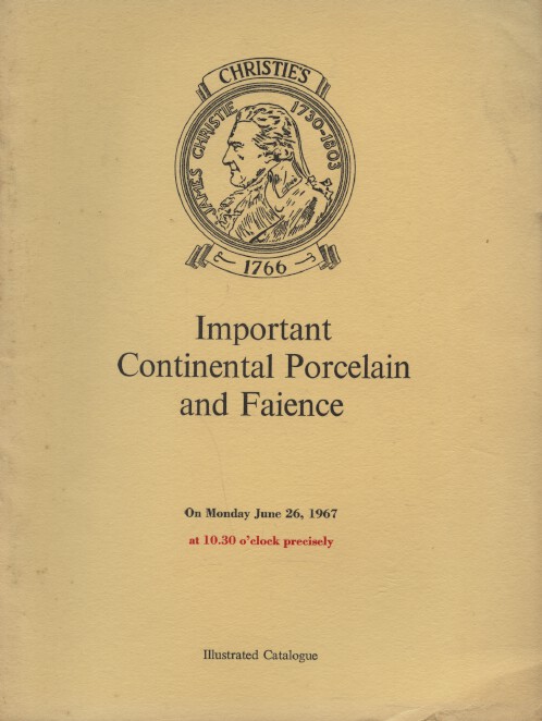 Christies June 1967 Important Continental Porcelain and Faience (Digital only)