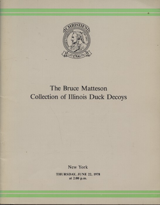 Christies June 1978 The Bruce Matteson Collection of Illinois Duck Decoys