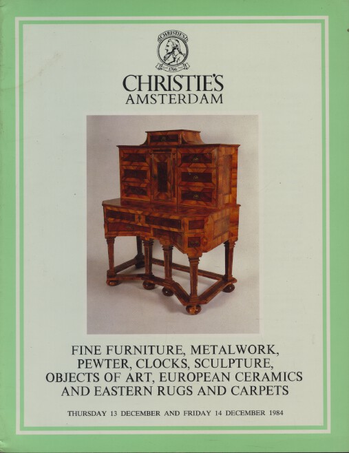 Christies December 1984 Fine Furniture, Metalwork, Pewter, Clocks, WoA, Ceramics