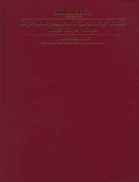 Sothebys September 1985 Cape Independent Winemakers' Guild - Rare Cape Wines