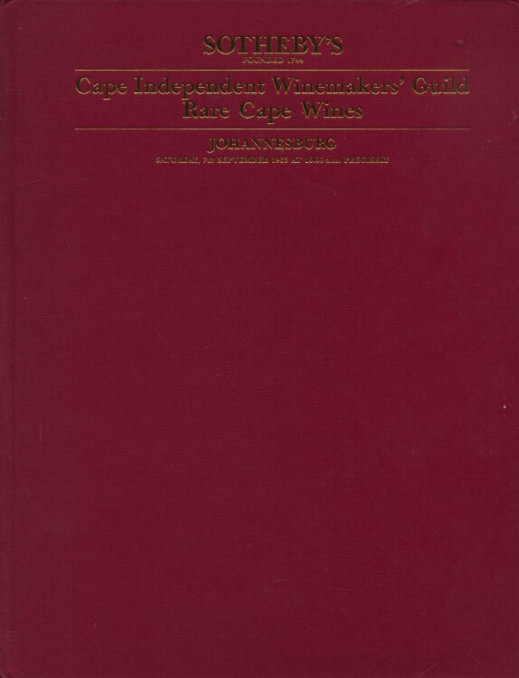 Sothebys September 1985 Cape Independent Winemakers' Guild - Rare Cape Wines