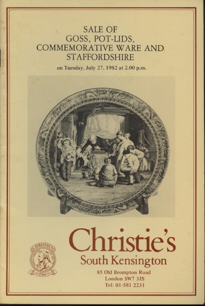 Christies July 1982 Goss, Pot-Lids, Commemorative Ware and Staffordshire