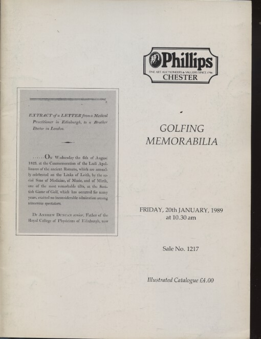Phillips January 1989 Golfing Memorabilia