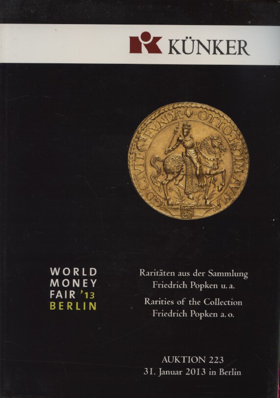 Kunker January 2013 Friedrich Popken Collection of Gold & Silver Coins & Medals