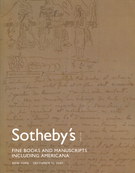 Sothebys December 2007 Fine Books and Manusripts including Americana