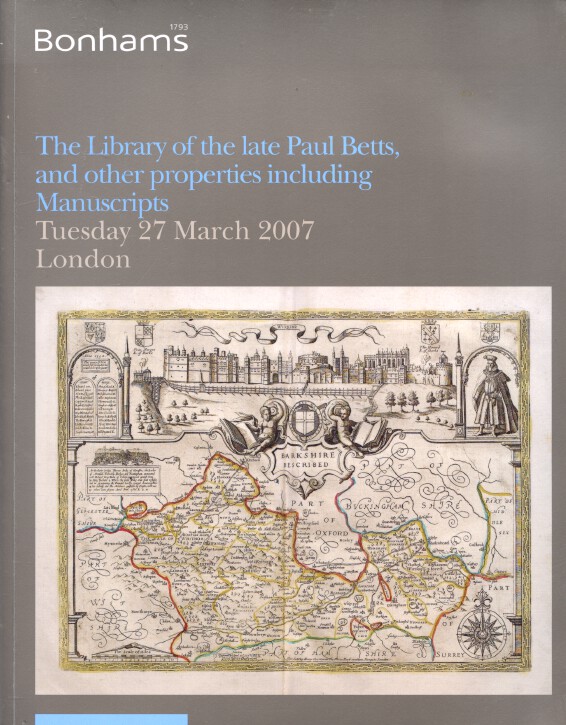 Bonhams March 2007 The Library of the Late Paul Betts including Manuscripts - Click Image to Close