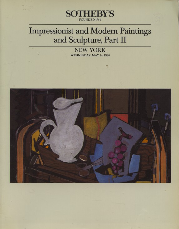 Sothebys May 1986 Impressionist & Modern Paintings and Sclupture, Part II