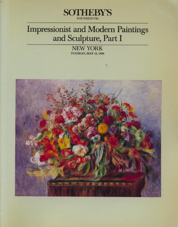 Sothebys May 1986 Impressionist & Modern Paintings and Sclupture, Part I