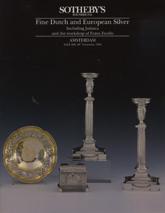Sothebys Nov 1994 Fine Dutch & European Silver inc. Judaica & Frans Zwollo - Click Image to Close