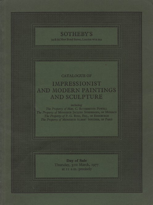 Sothebys March 1977 Impressionist and Modern Paintings and Sculpture