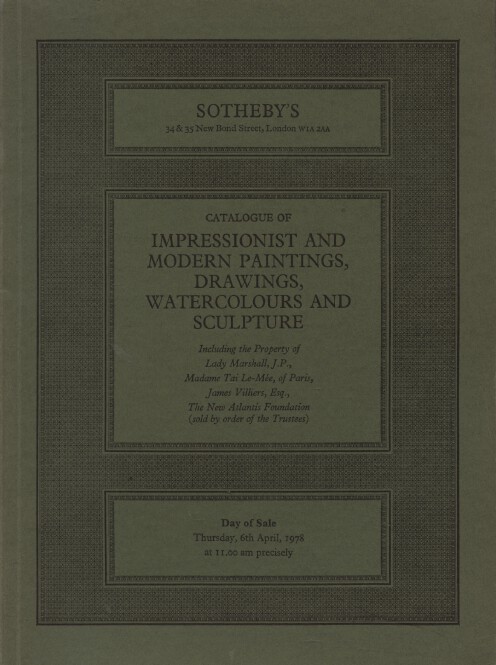 Sothebys April 1978 Impressionist & Modern Paintings, Drawings, Sculpture