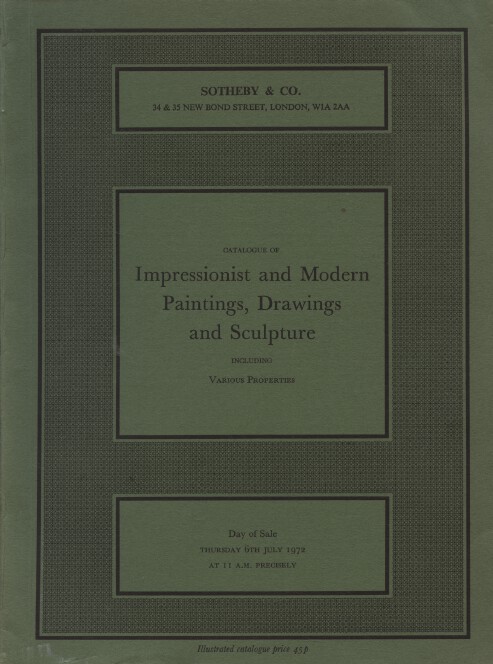 Sothebys July 1972 Impressionist & Modern Paintings, Drawings (Digital only)