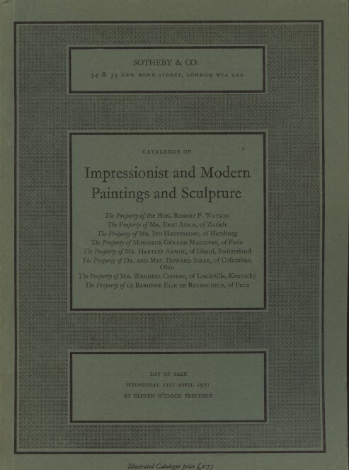 Sothebys April 1971 Impressionist and Modern Paintings and Sculpture