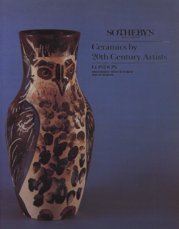 Sothebys October 1988 Ceramics by 20th Century Artists