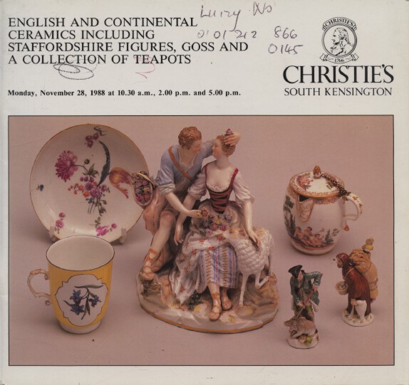 Christies Nov 1988 English & Continental Ceramics, Staffordshire Figures, Goss