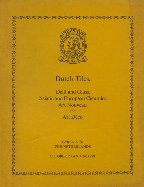 Christies October 1979 Dutch Tiles, Delft, Glass, Asiatic & European, Art Deco