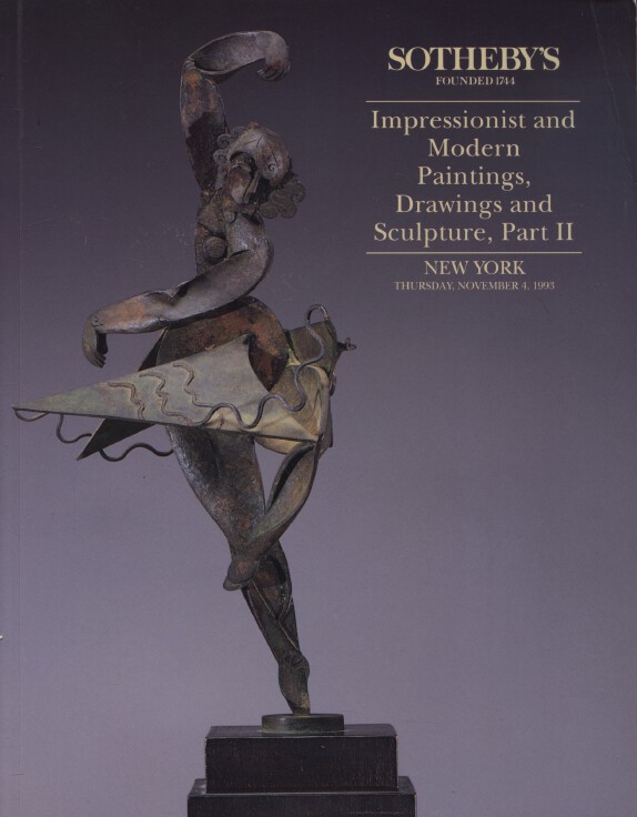 Sothebys November 1993 Impressionist & Modern Paintings Drawings Sculpture Pt II