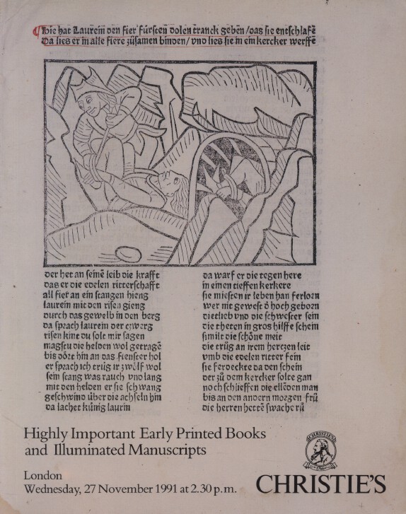 Christies Nov 1991 Highly Important Early Printed Books & Illuminated Manuscript