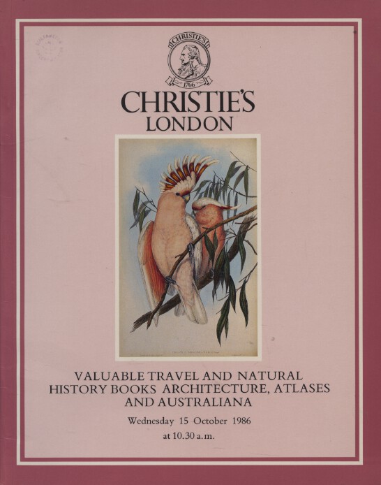 Christies Oct 1986 Valuable Travel & Natural History Books, Australiana, Atlases