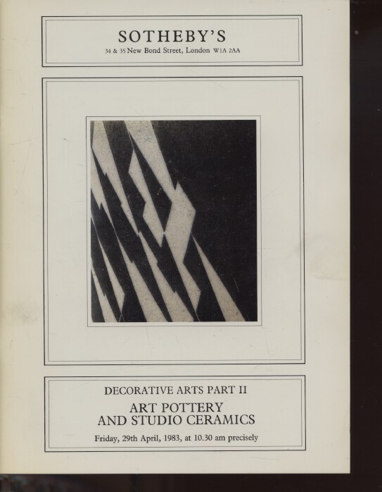 Sothebys April 1983 Decorative Arts Part II - Art Pottery & Studio Ceramics