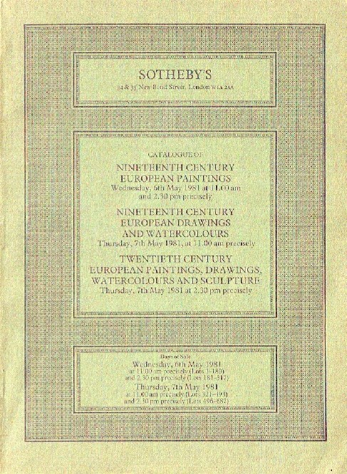 Sothebys May 1981 19th and 20th Century Paintings Drawings and Sculpture