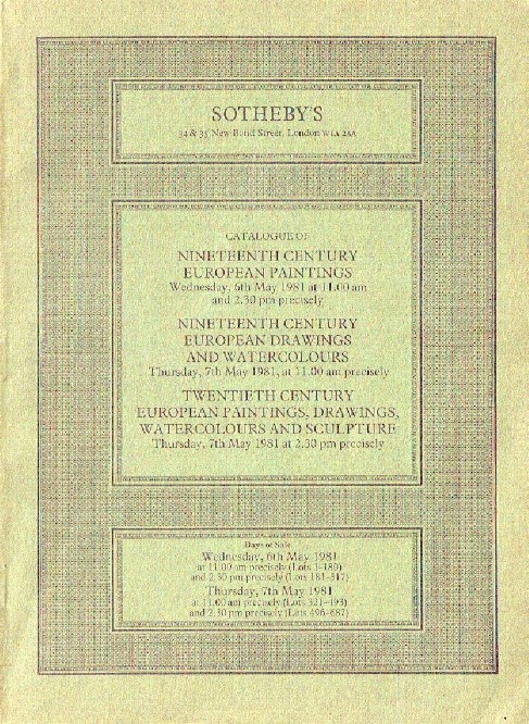 Sothebys May 1981 19th and 20th Century Paintings Drawings and Sculpture