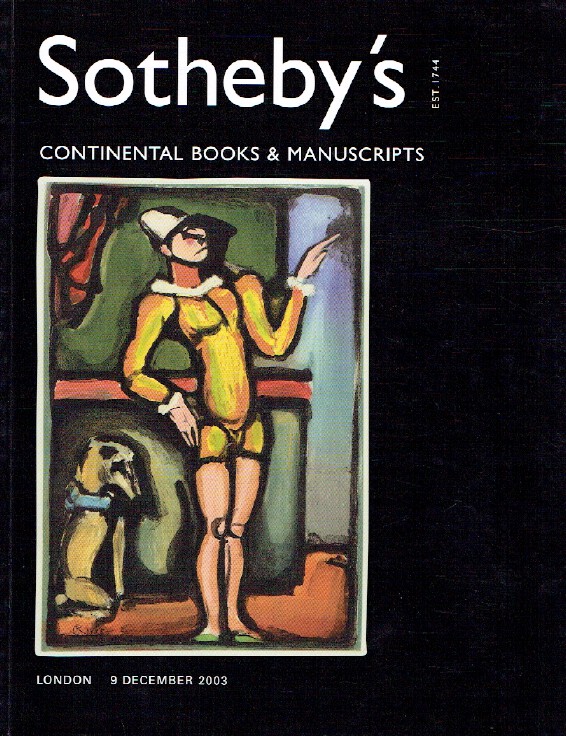 Sothebys December 2003 Continental Books and Manuscripts