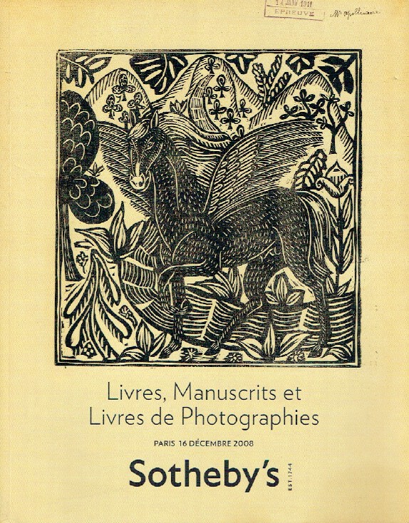 Sothebys December 2008 Books, Manuscripts and Photographs From Books