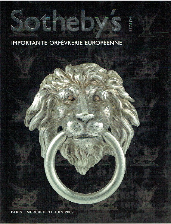 Sothebys June 2003 Important European Silver (Digital only)