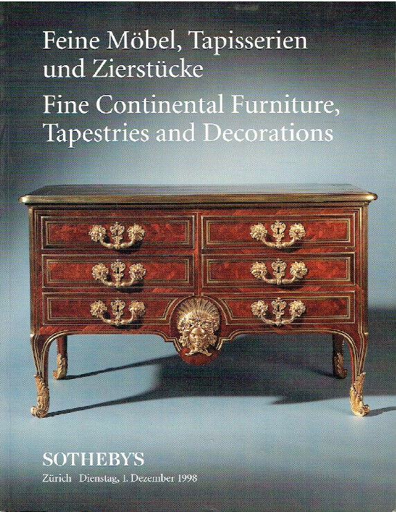 Sothebys December 1998 Fine Continental Furniture, Tapestries and Decorations