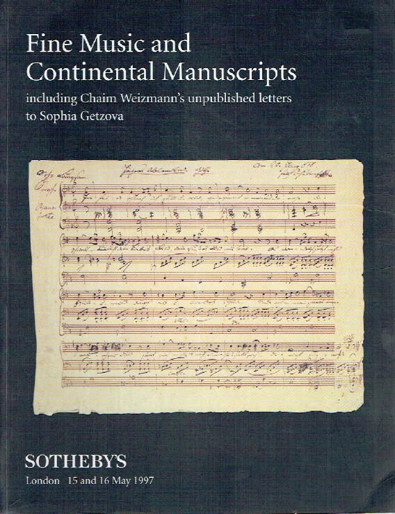 Sothebys May 1997 Fine Music and Continental Manuscripts - Weizmann - Getzova