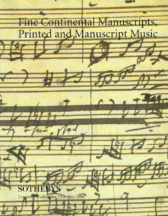 Sothebys May 1996 Fine Continental Manuscripts, Printed & Manu (Digital only)
